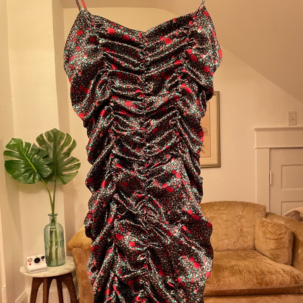 Black floral mini dress